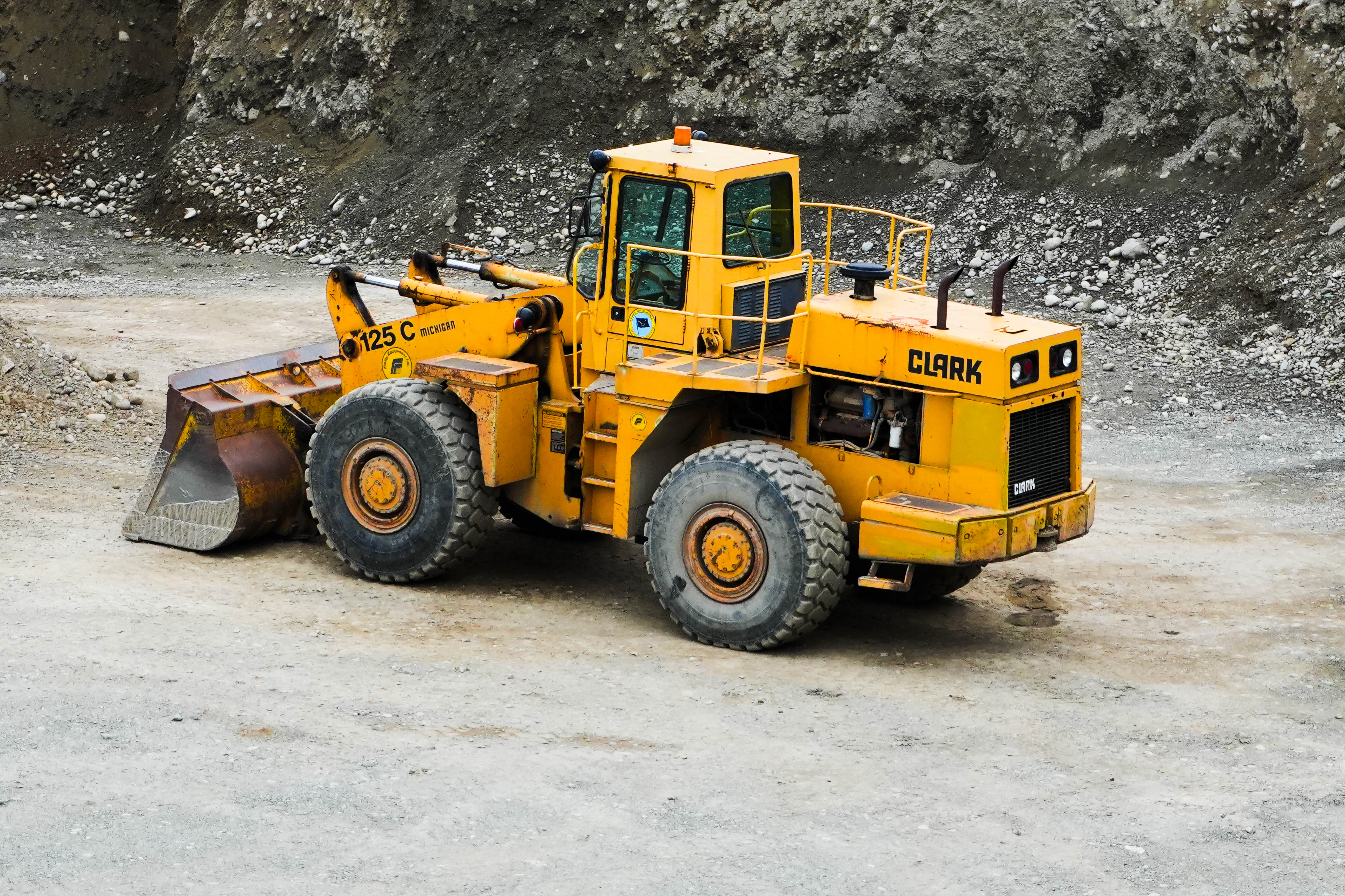 Yellow loader at the Wasilla gravel pit